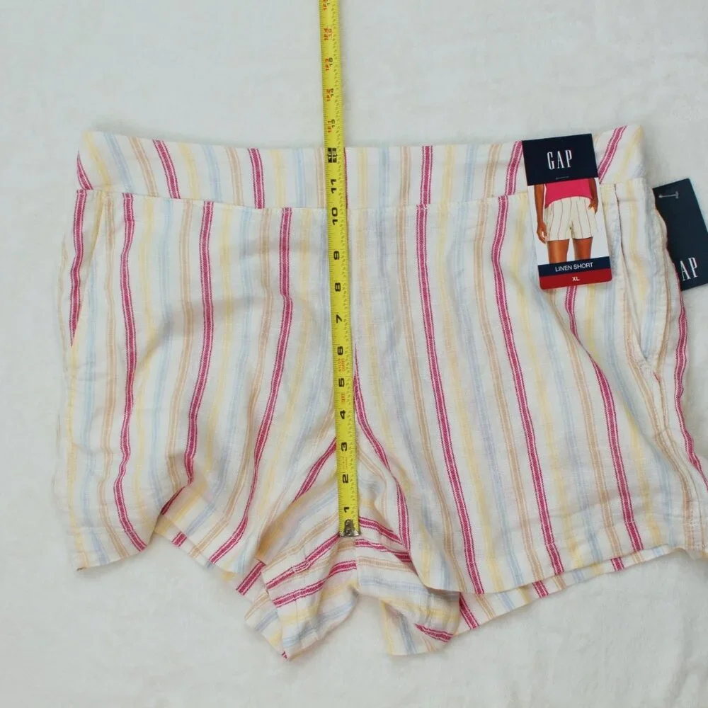 NWT GAP multi colored striped linen shorts XL summer vacation